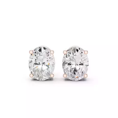 Oval Diamond 3 ct Solitaire Studs Earrings 3dm stl renders 