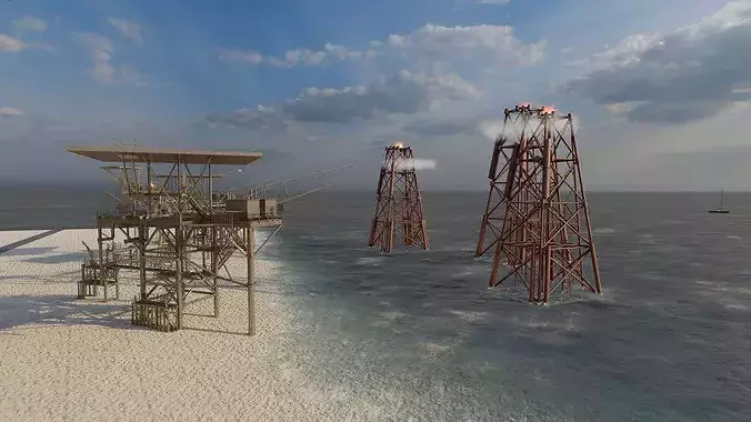 Oil Rig Platform-Complex and Oil Gas Rig