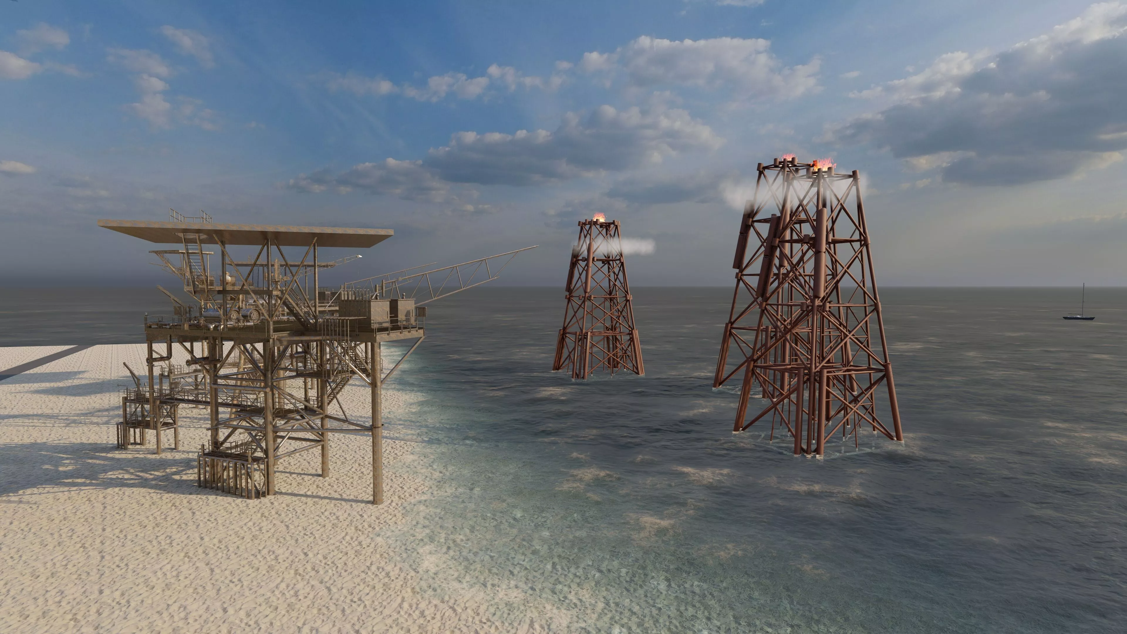 Oil Rig Platform-Complex and Oil Gas Rig 3D model