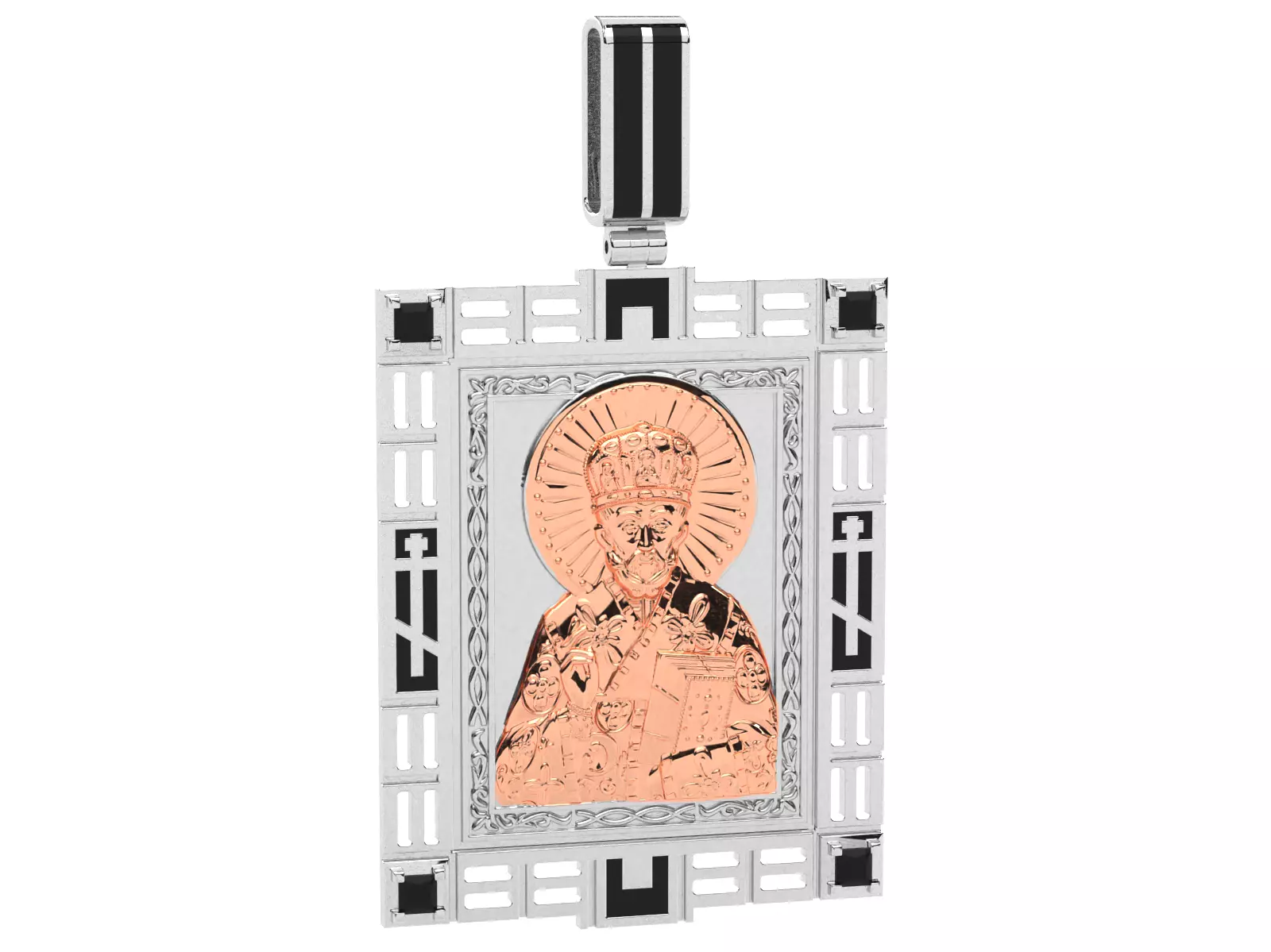 Saint Nicholas pendant with diamonds 3D printing model 3D print model