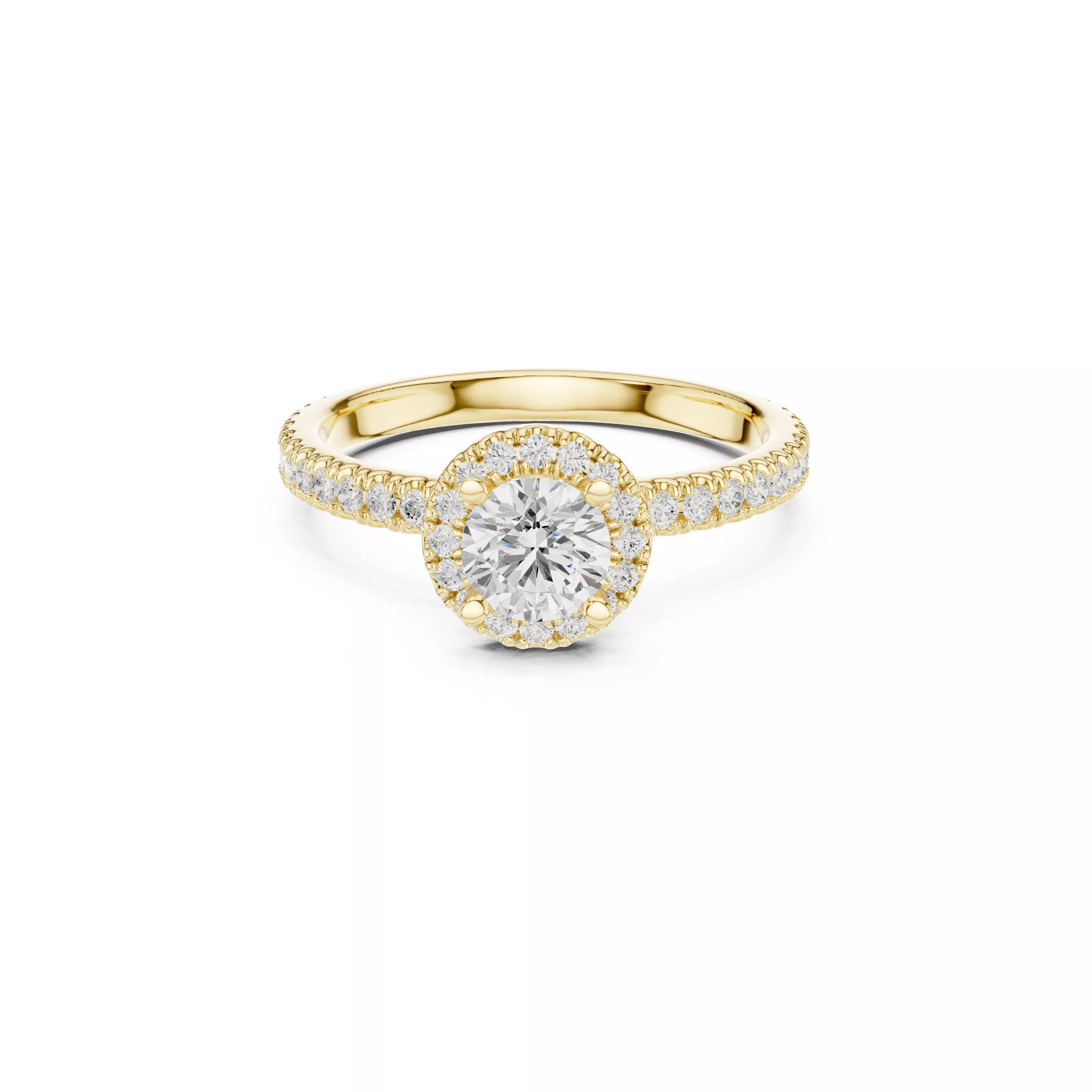 Round Halo Diamond Engagement Ring CAD 3D print model