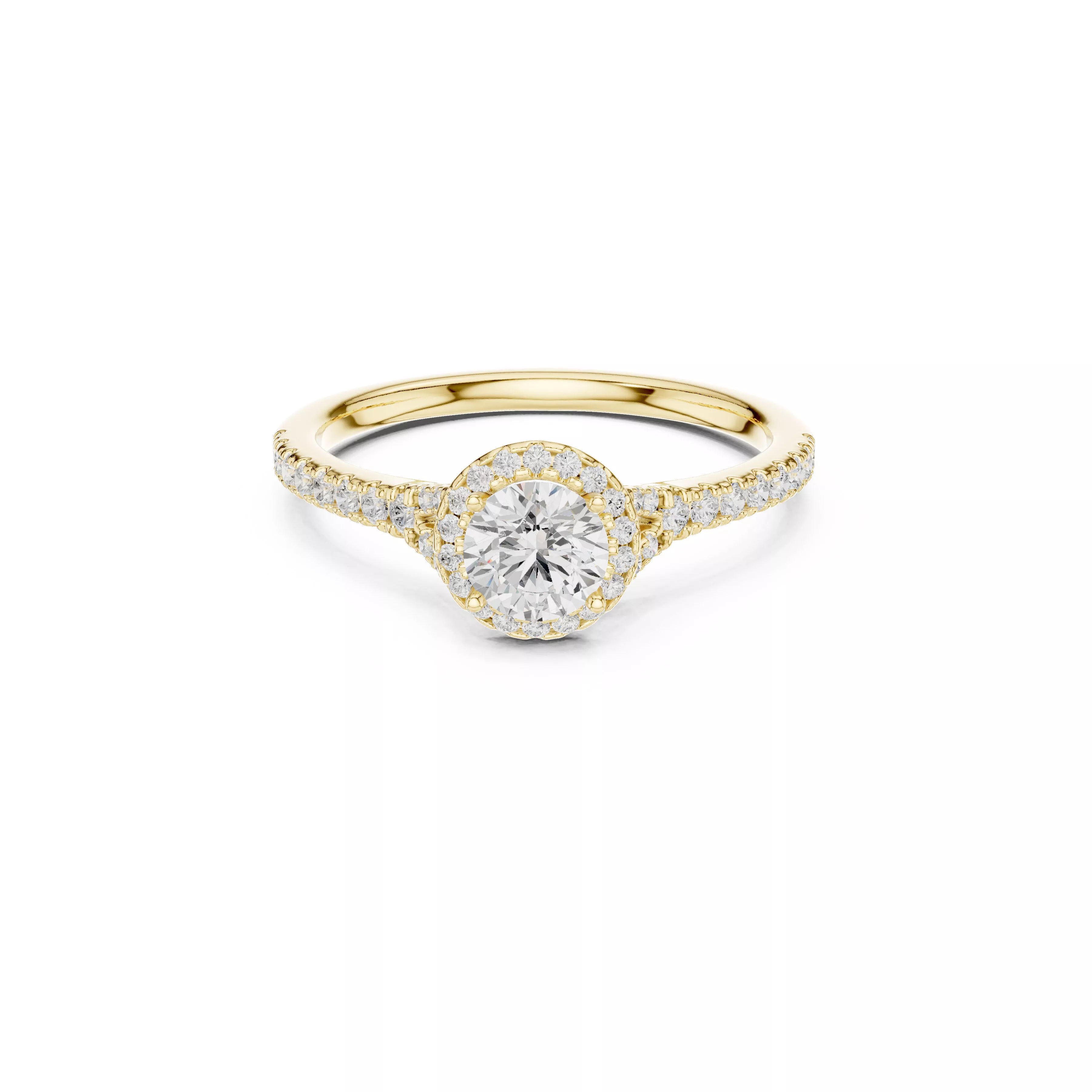 Round Brilliant Delicate Halo Engagement Ring CAD 3D print model