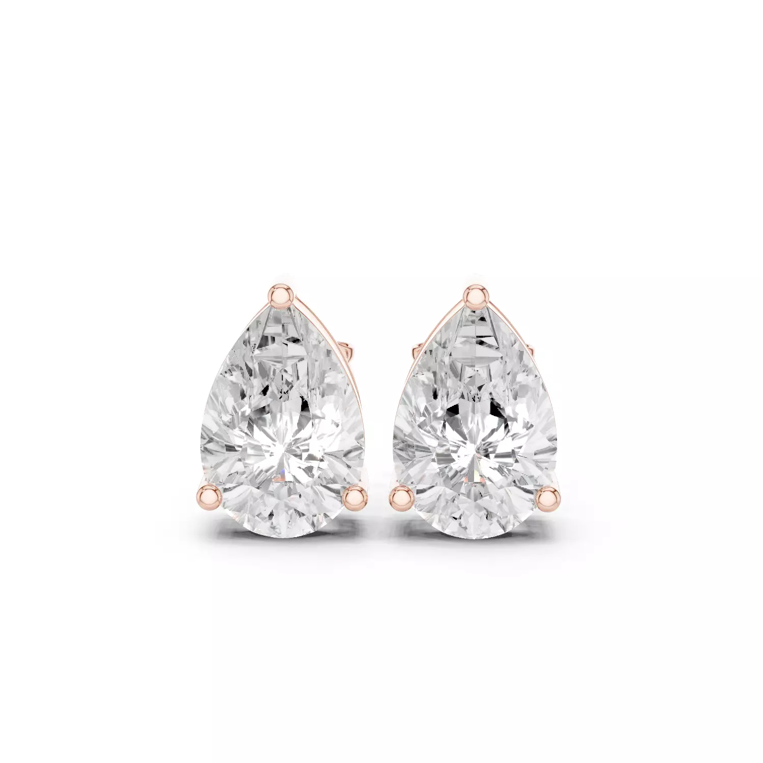 Pear Diamond 4 ct Solitaire Studs Earrings 3dm stl renders 3D print model