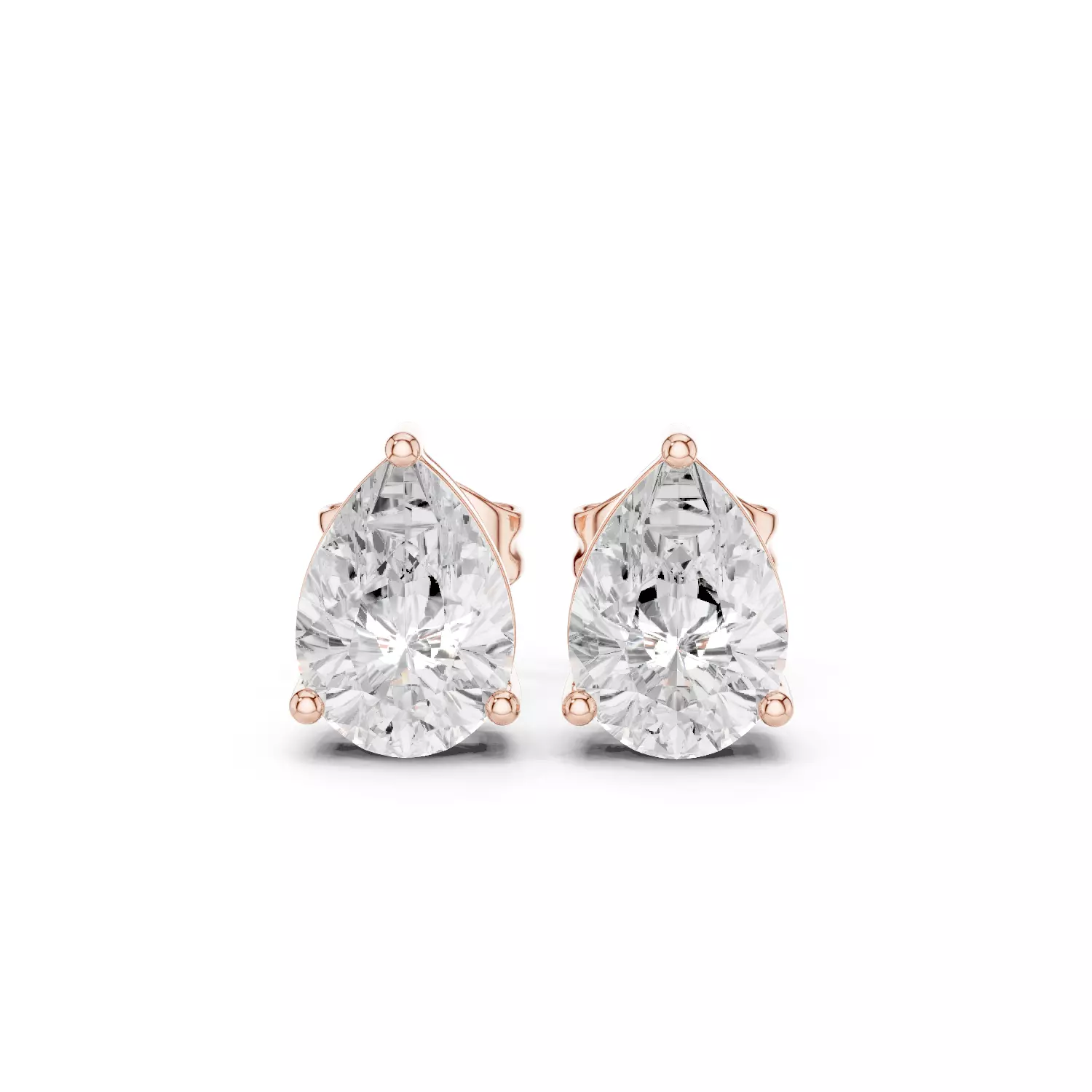 Pear Diamond 1 ct Solitaire Studs Earrings 3dm stl renders 3D print model