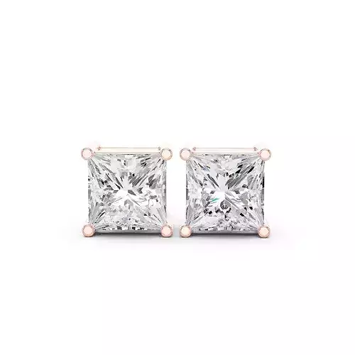 Princess Diamond 6 and half ct Solitaire Studs Earrings 3dm stl 