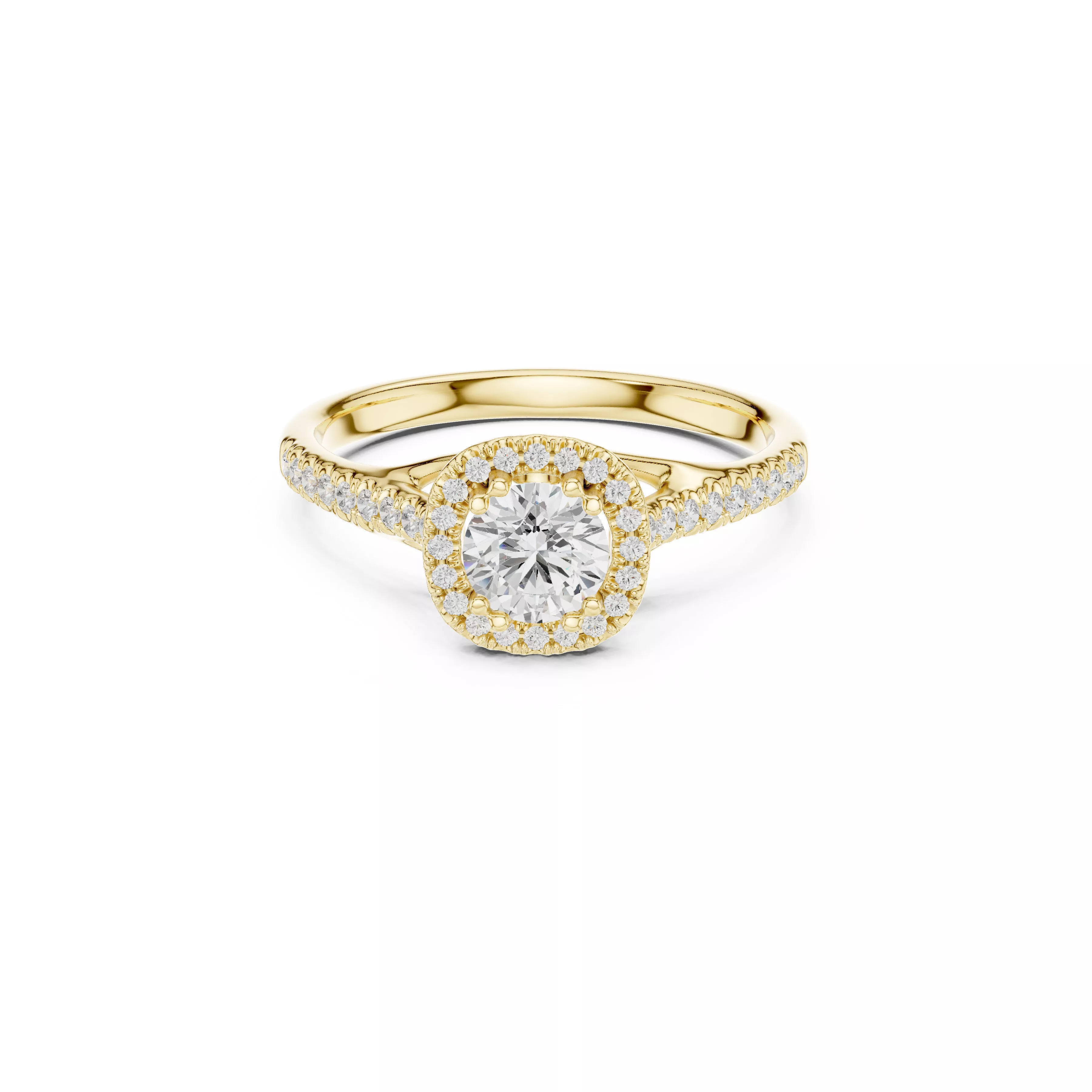 Cushion Halo Solitaire Diamond Engagement Ring CAD 3D print model