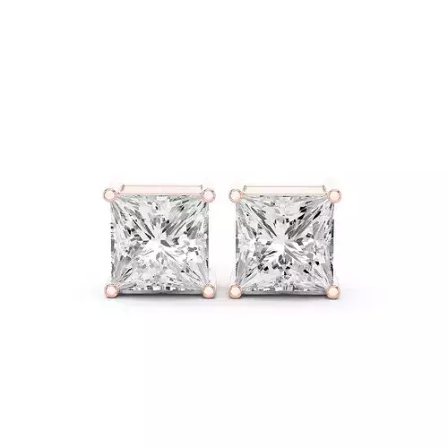 Princess Diamond 6 ct Solitaire Studs Earrings 3dm stl renders 