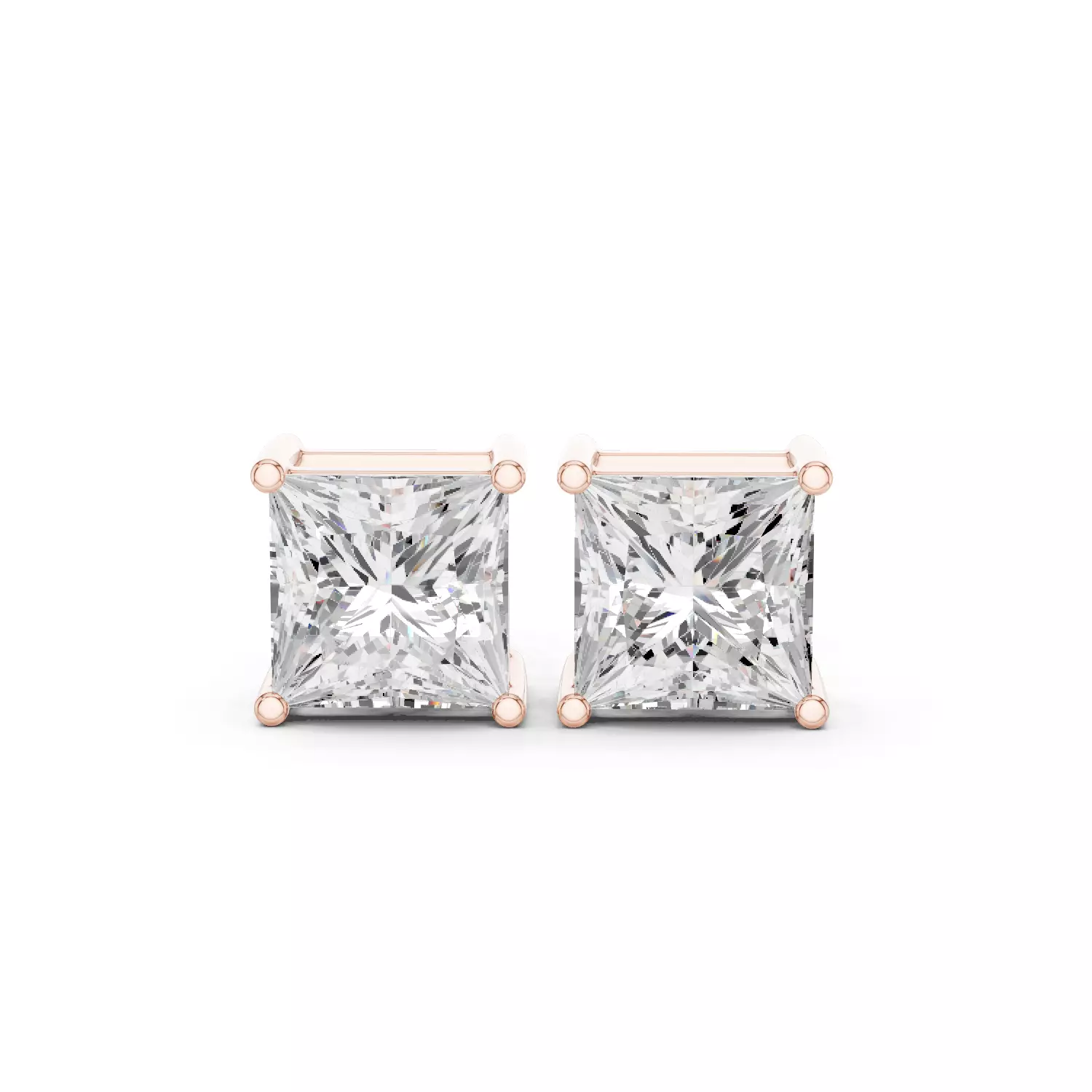 Princess Diamond 6 ct Solitaire Studs Earrings 3dm stl renders 3D print model