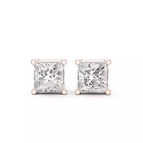 Princess Diamond 4 and half ct Solitaire Studs Earrings 3dm stl 