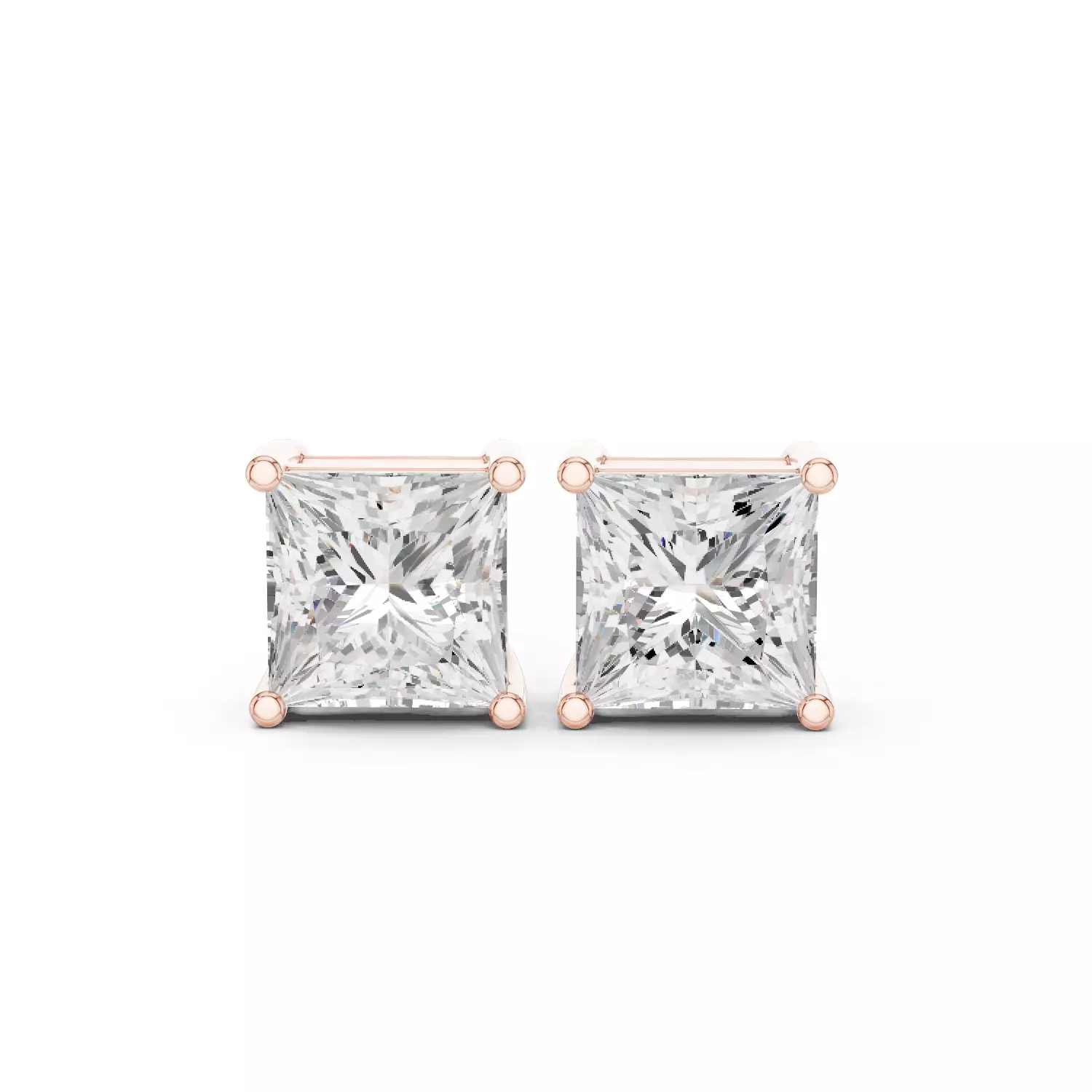 Princess Diamond 2 and half ct Solitaire Studs Earrings 3dm stl 3D print model