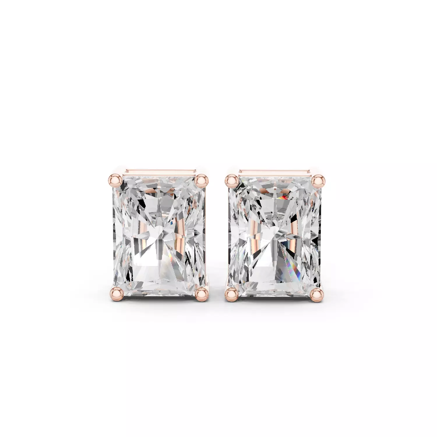 Radiant Diamond 3 and half ct Solitaire Studs Earrings 3dm stl 3D print model