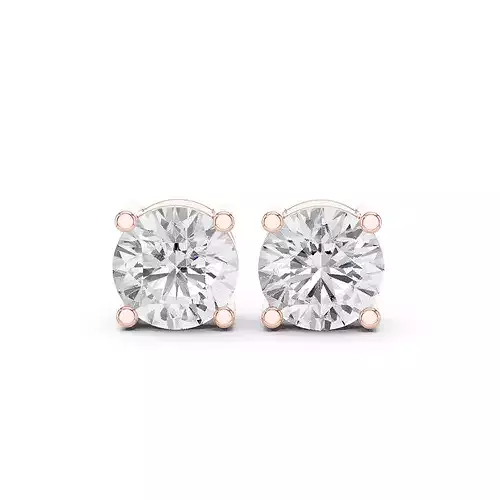 Round Diamond 5 ct Solitaire Studs Earrings 3dm stl renders 