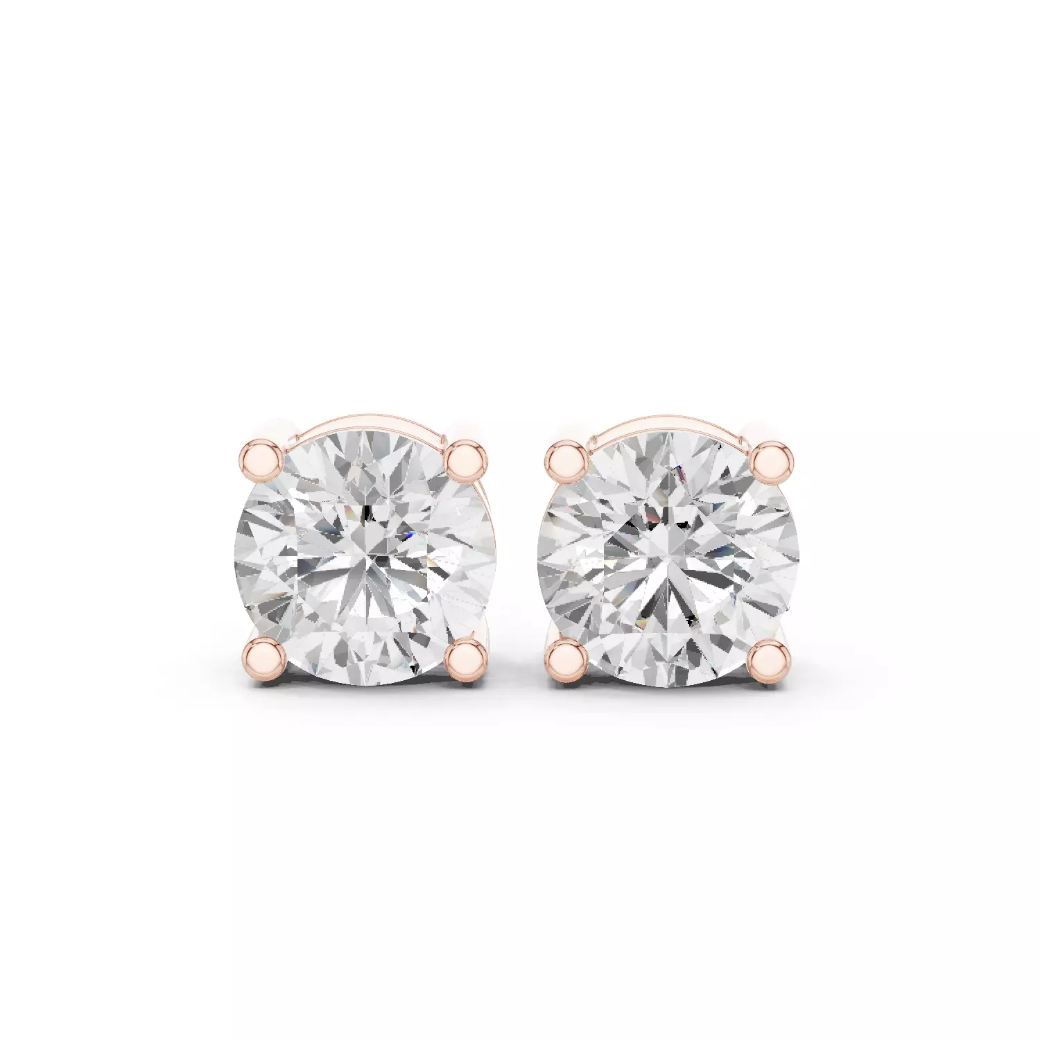 Round Diamond 5 ct Solitaire Studs Earrings 3dm stl renders 3D print model