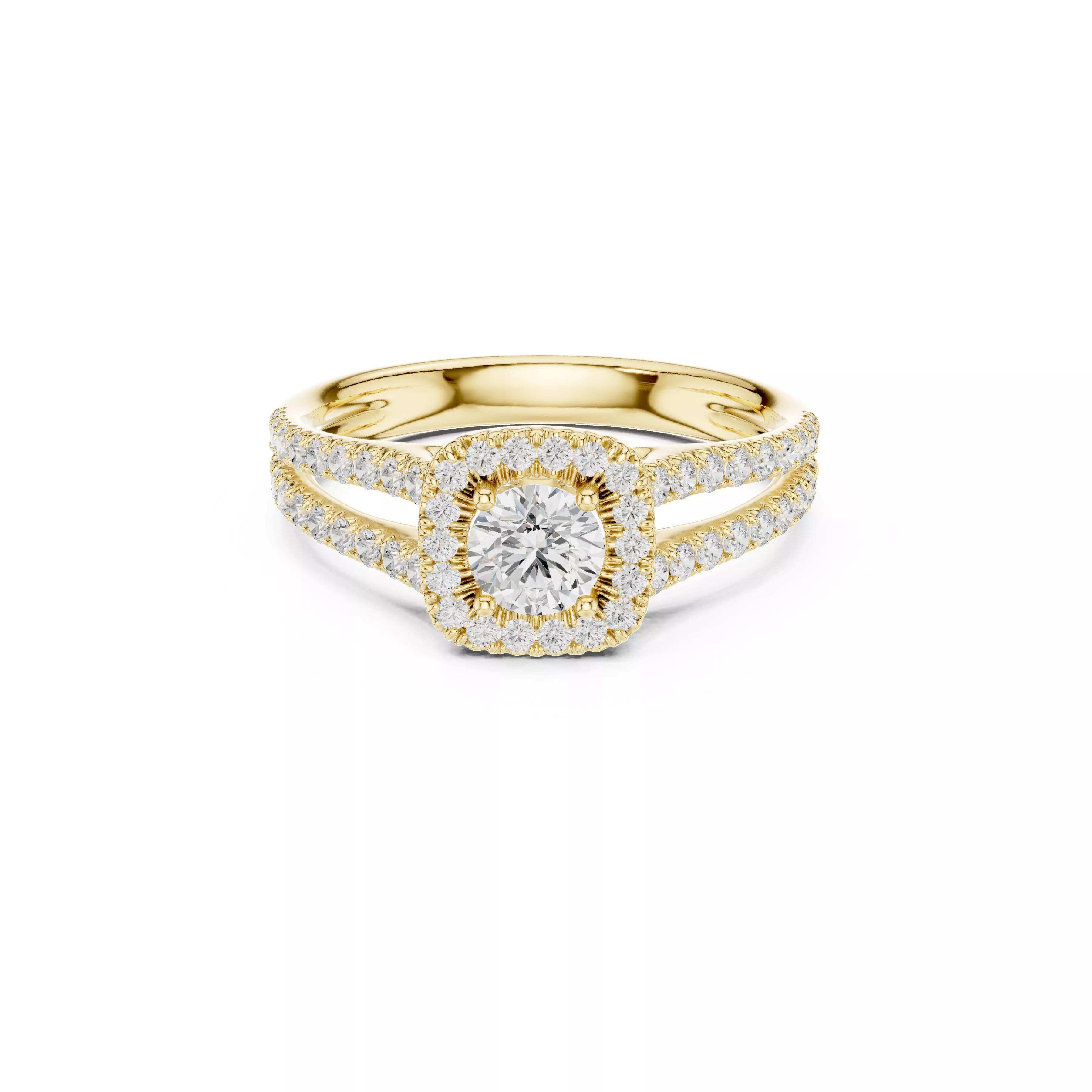 Split Shank Oval Halo Diamond Engagement Ring CAD 3D print model