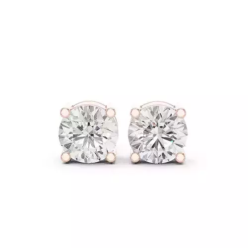 Round Diamond 4 ct Solitaire Studs Earrings 3dm stl renders 