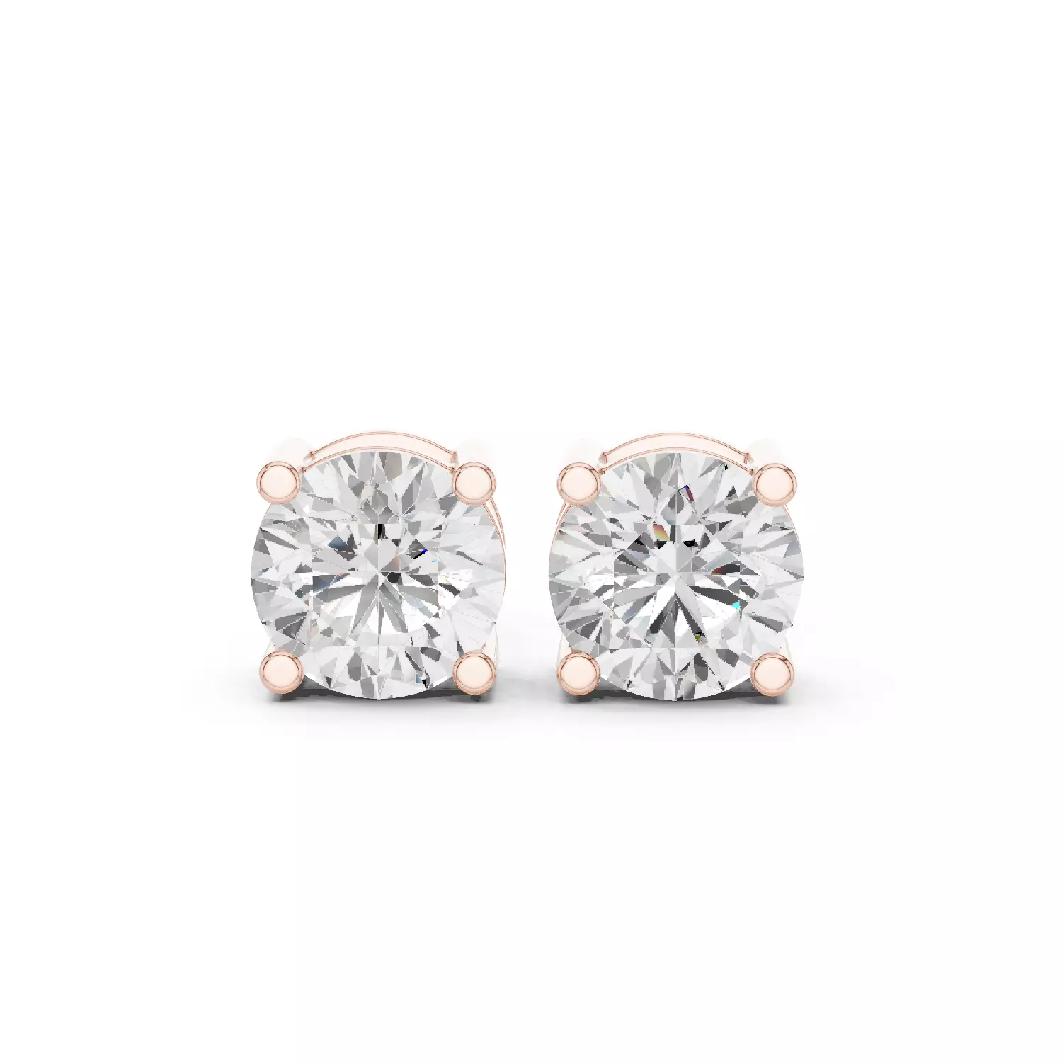 Round Diamond 4 ct Solitaire Studs Earrings 3dm stl renders 3D print model