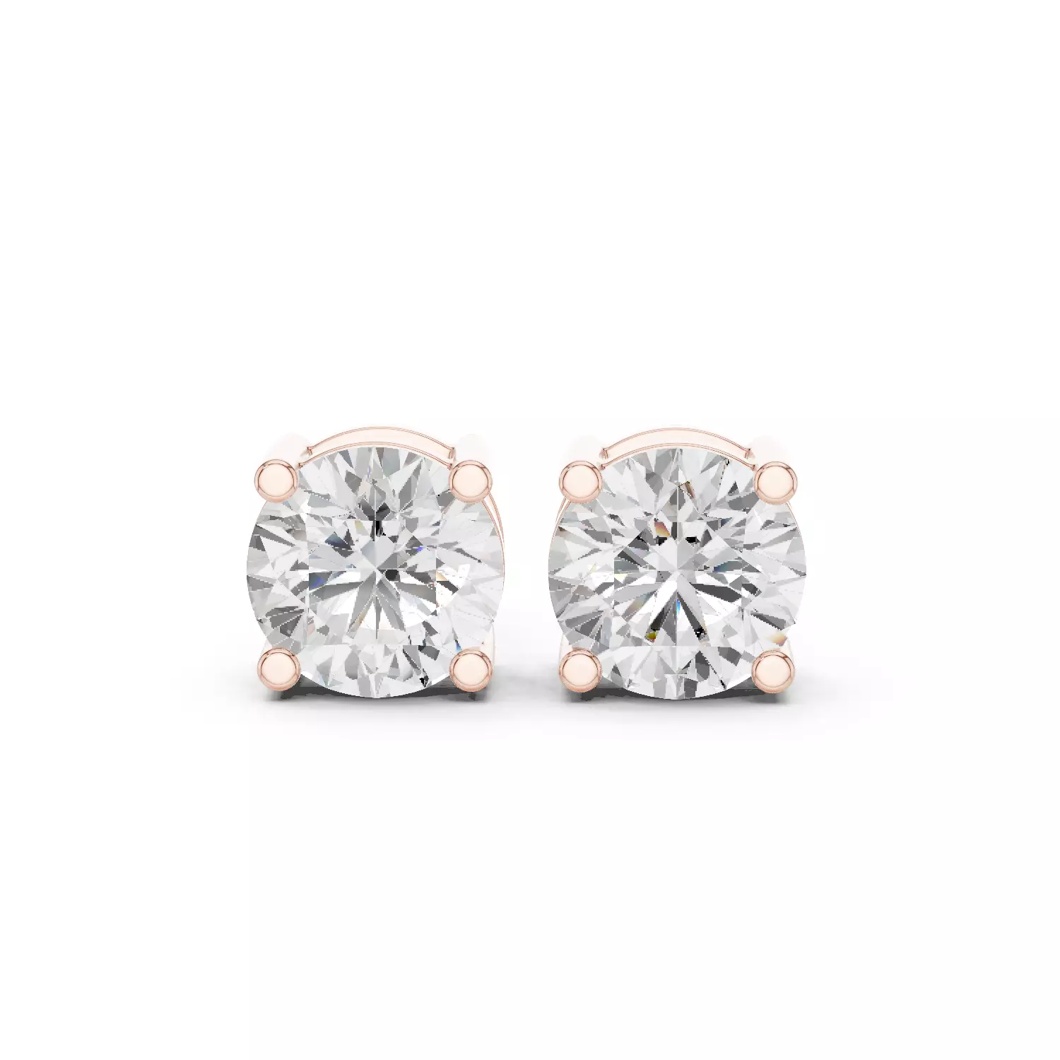 Round Diamond 3 and half ct Solitaire Studs Earrings 3dm stl 3D print model