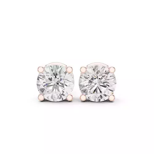Round Diamond 3 ct Solitaire Studs Earrings 3dm stl renders