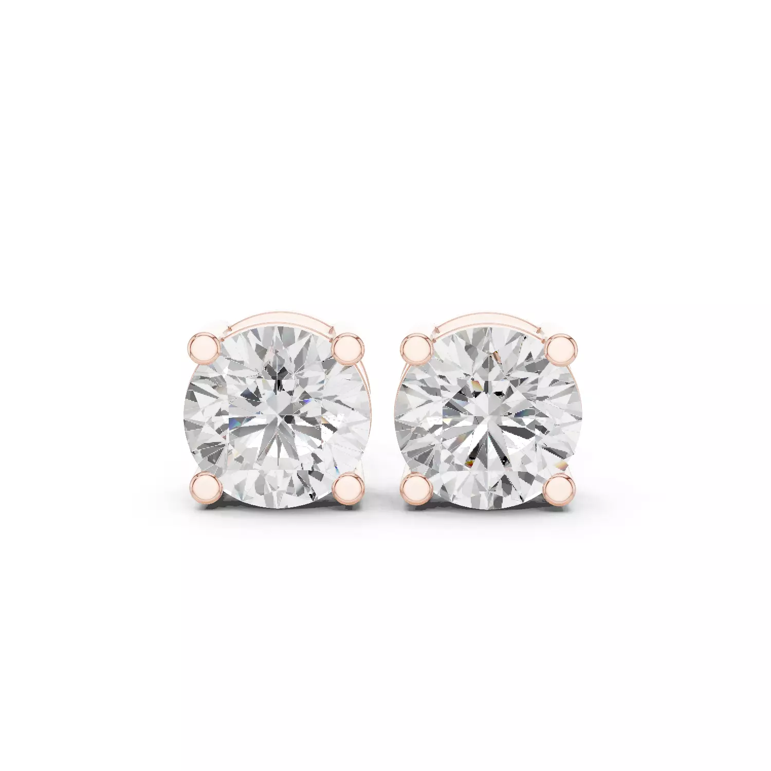 Round Diamond 3 ct Solitaire Studs Earrings 3dm stl renders 3D print model