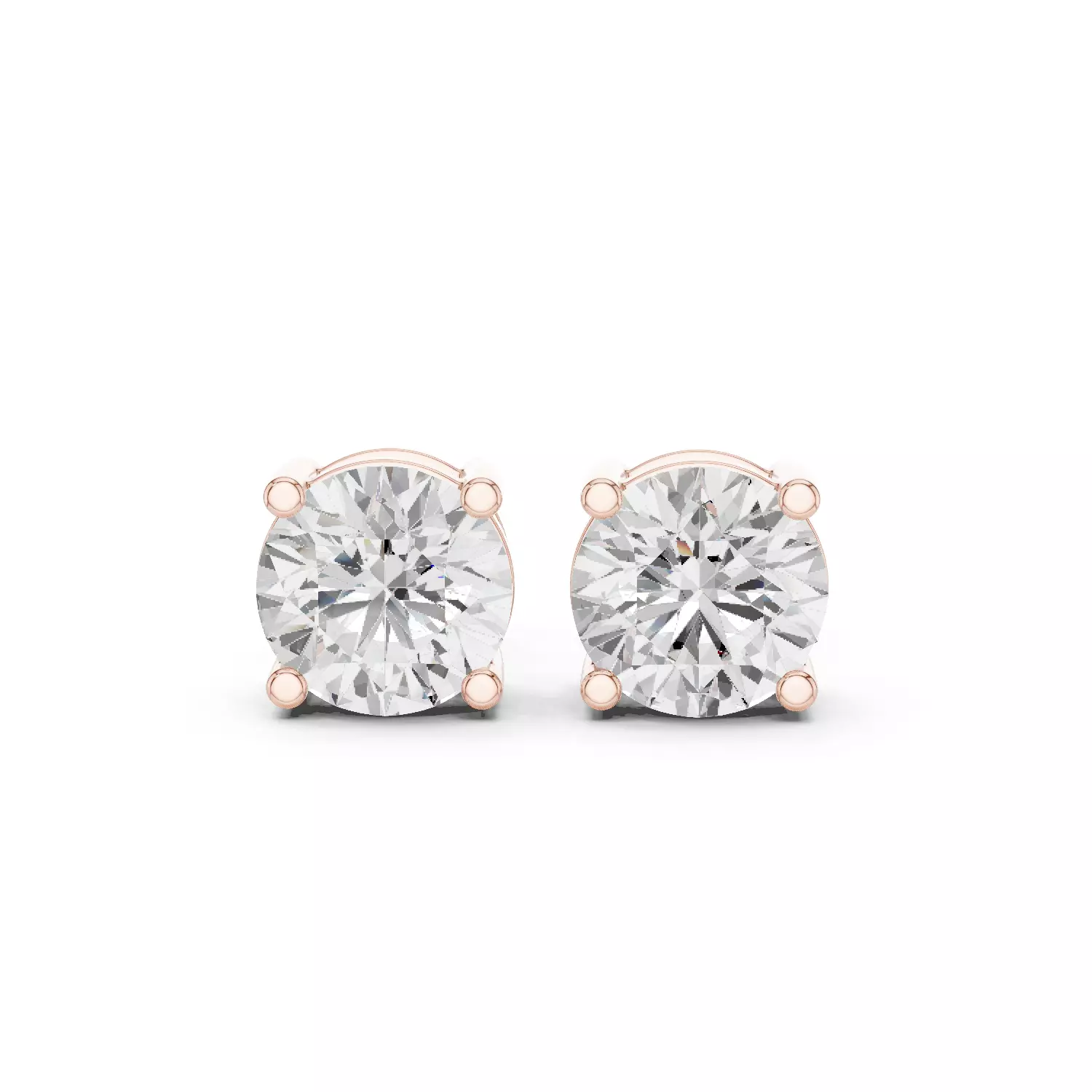 Round Diamond 2 and half ct Solitaire Studs Earrings 3dm stl 3D print model