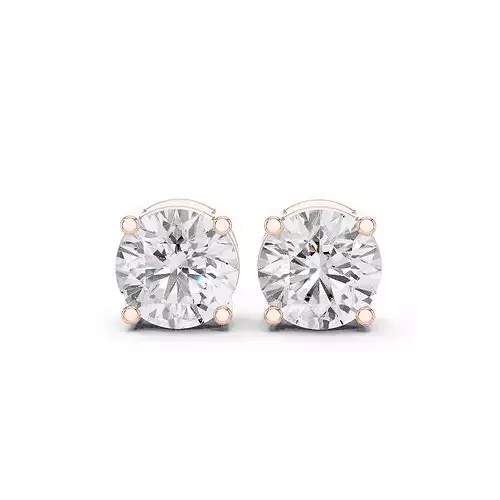 Round Diamond 2 ct Solitaire Studs Earrings 3dm stl renders