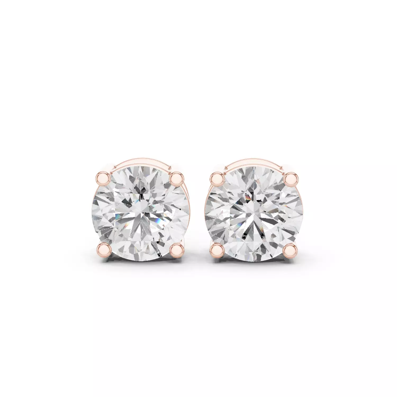 Round Diamond 2 ct Solitaire Studs Earrings 3dm stl renders 3D print model