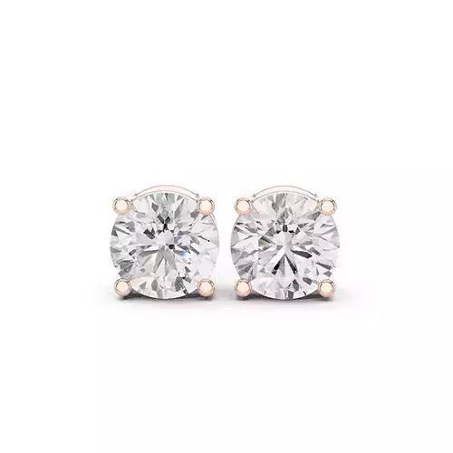 Round Diamond 1 and half ct Solitaire Studs Earrings 3dm stl 