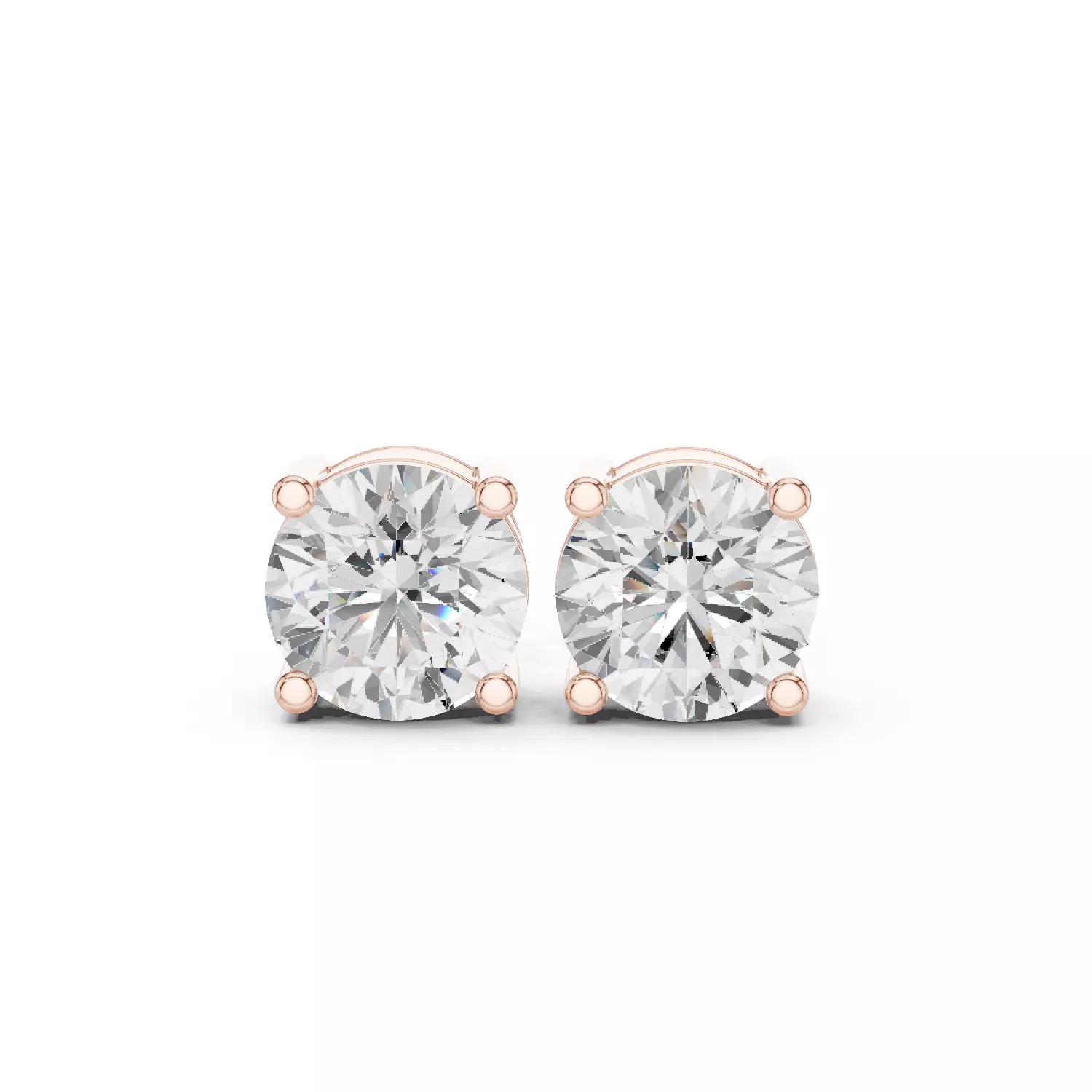 Round Diamond 1 and half ct Solitaire Studs Earrings 3dm stl 3D print model
