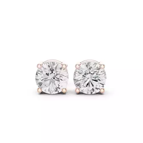 Round Diamond 1 ct Solitaire Studs Earrings 3dm stl renders