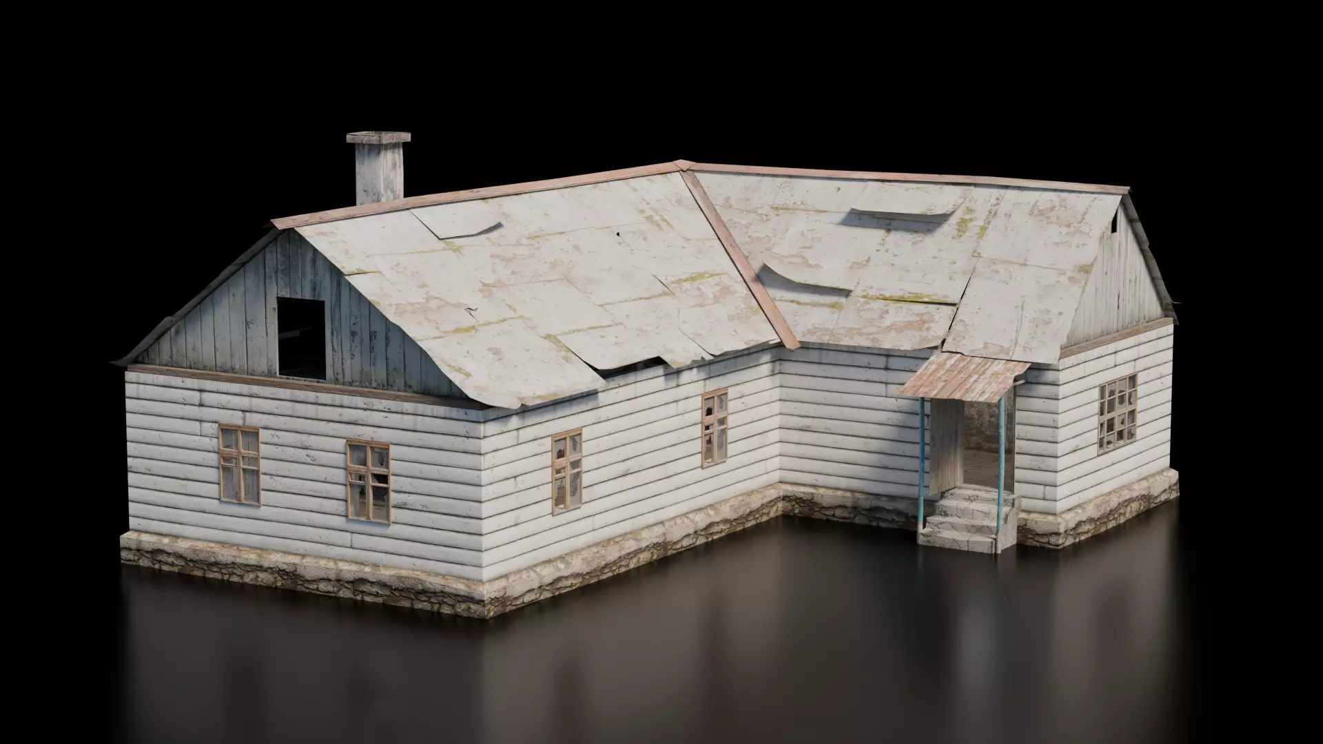 Abandoned House 12 Low-poly 3D model