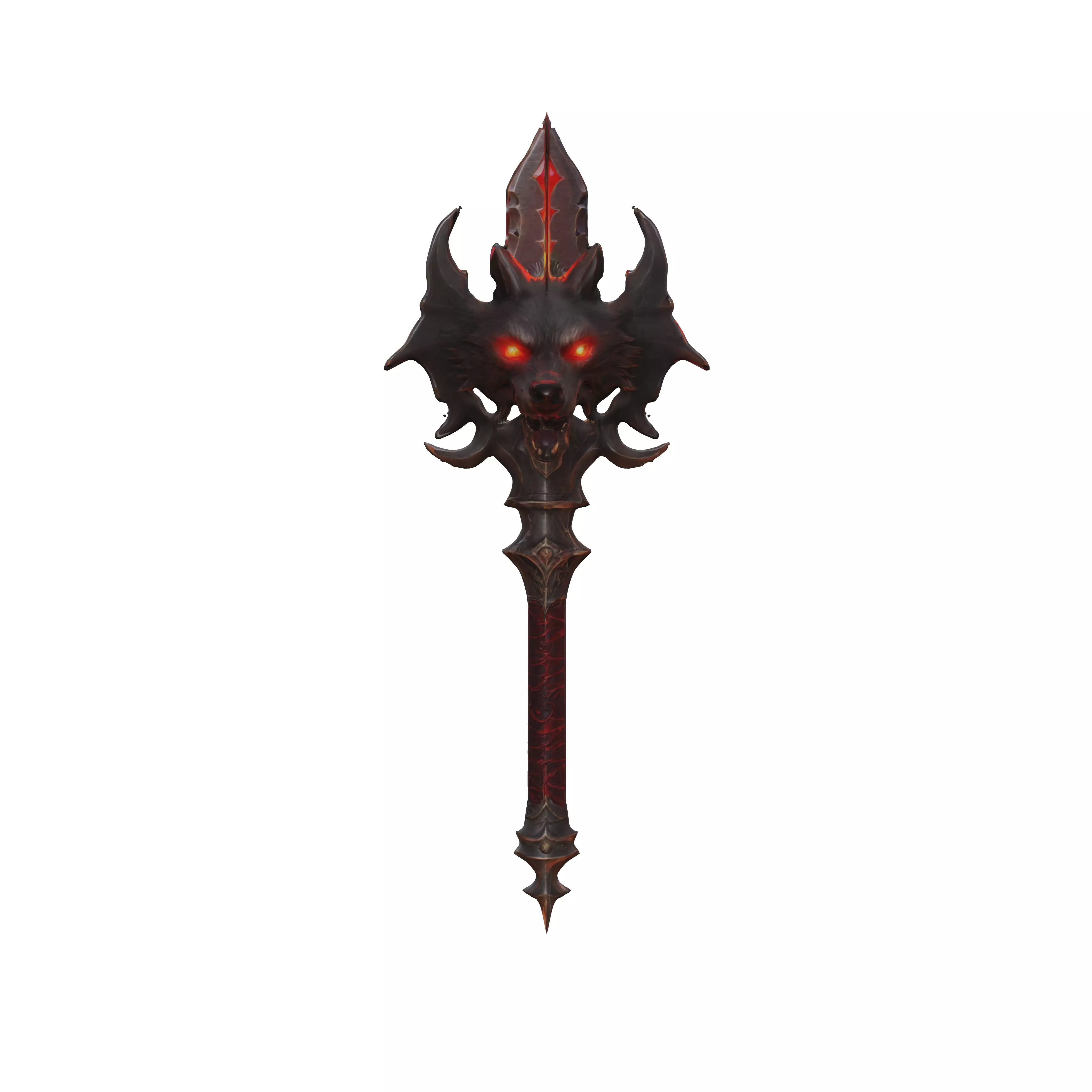 Medievil times flame weapon depicts a view of a dark wolf wit... 3D model