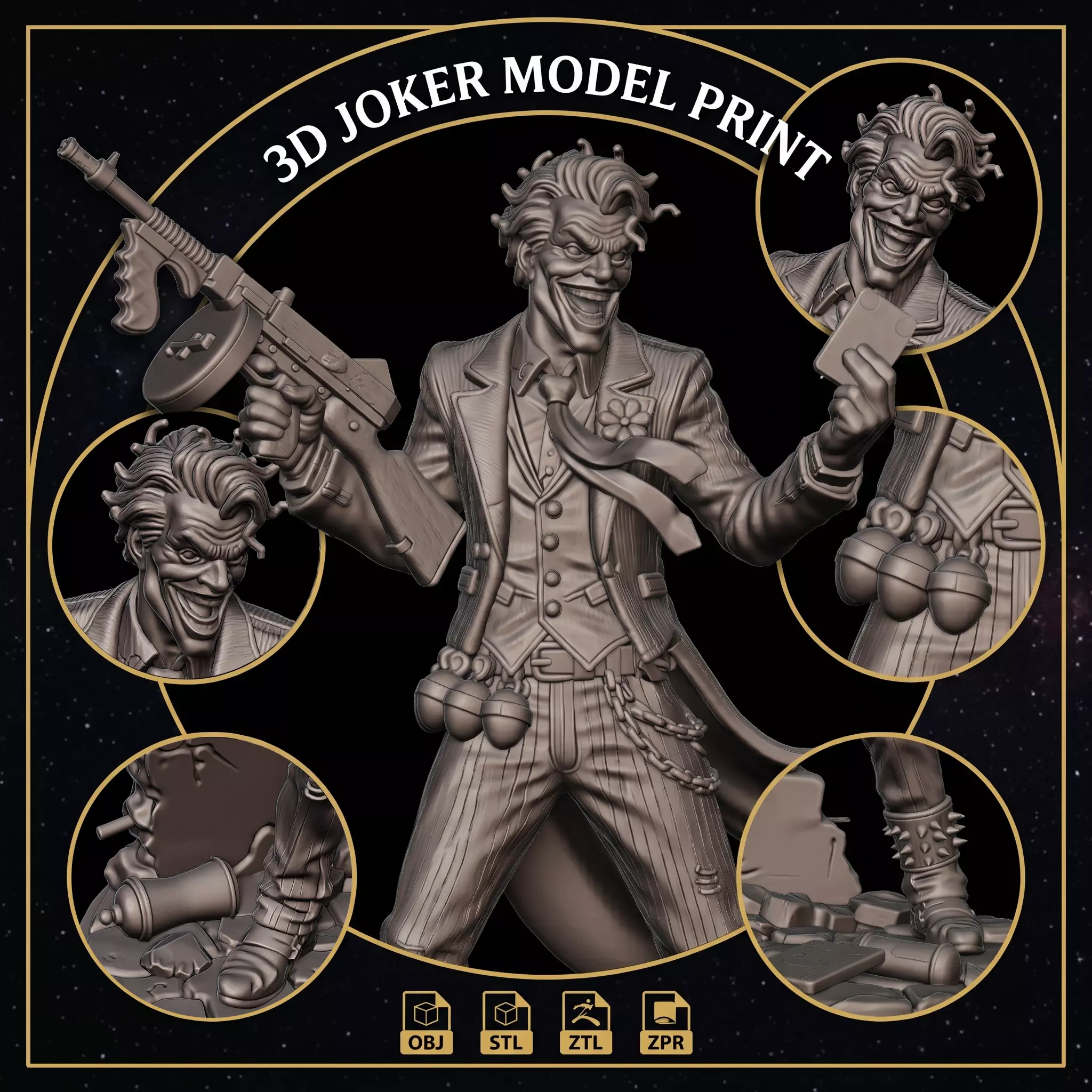 Joker with Gun 3D print model