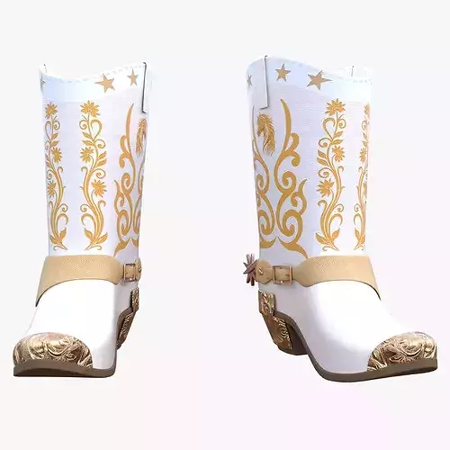 Decorative Western Cowboy Boots PBR Low Poly
