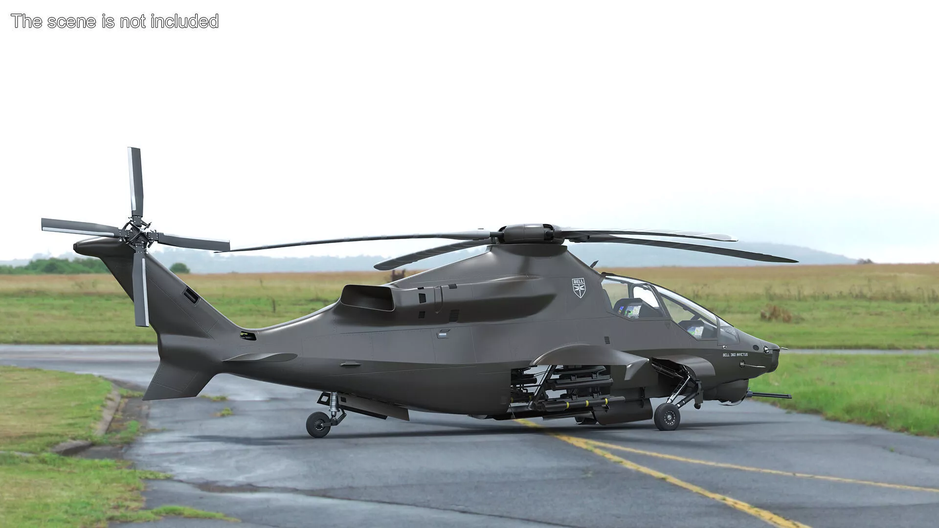 Bell 360 Invictus Helicopter with Pilot Rigged for Cinema 4D 3D model