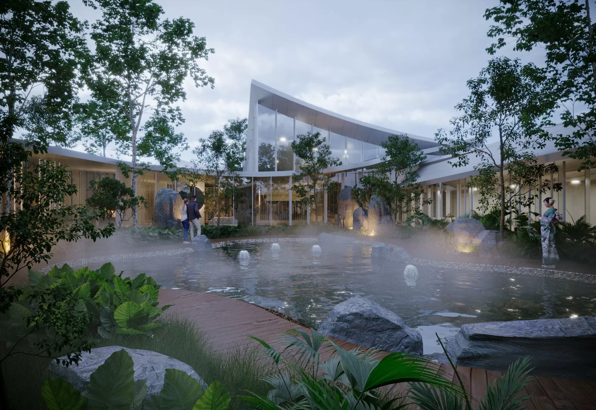 Luxury Hot Spring Resort Onsen Hotel Landscape - MAX FBX OBJ 3D model