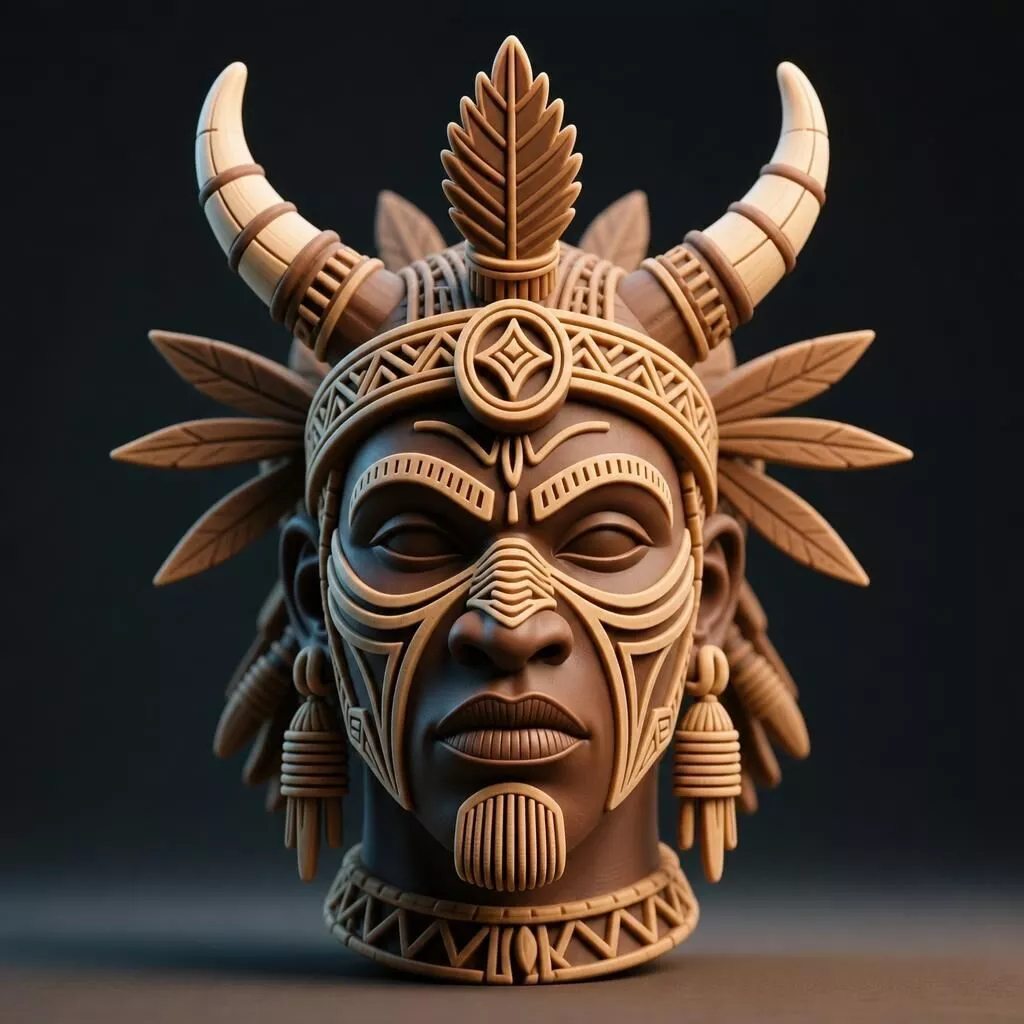 Tribal Warrior Chief Bust 3D print model