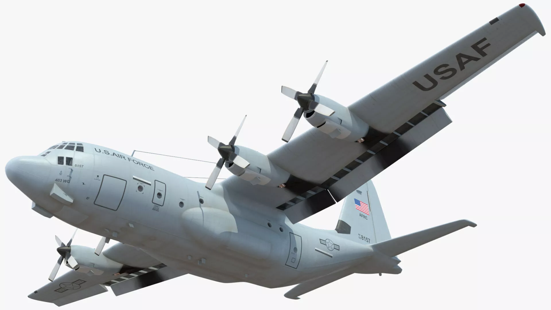 US Military Aircraft Lockheed C 130 with Cargo Rigged Cinema 4D 3D model