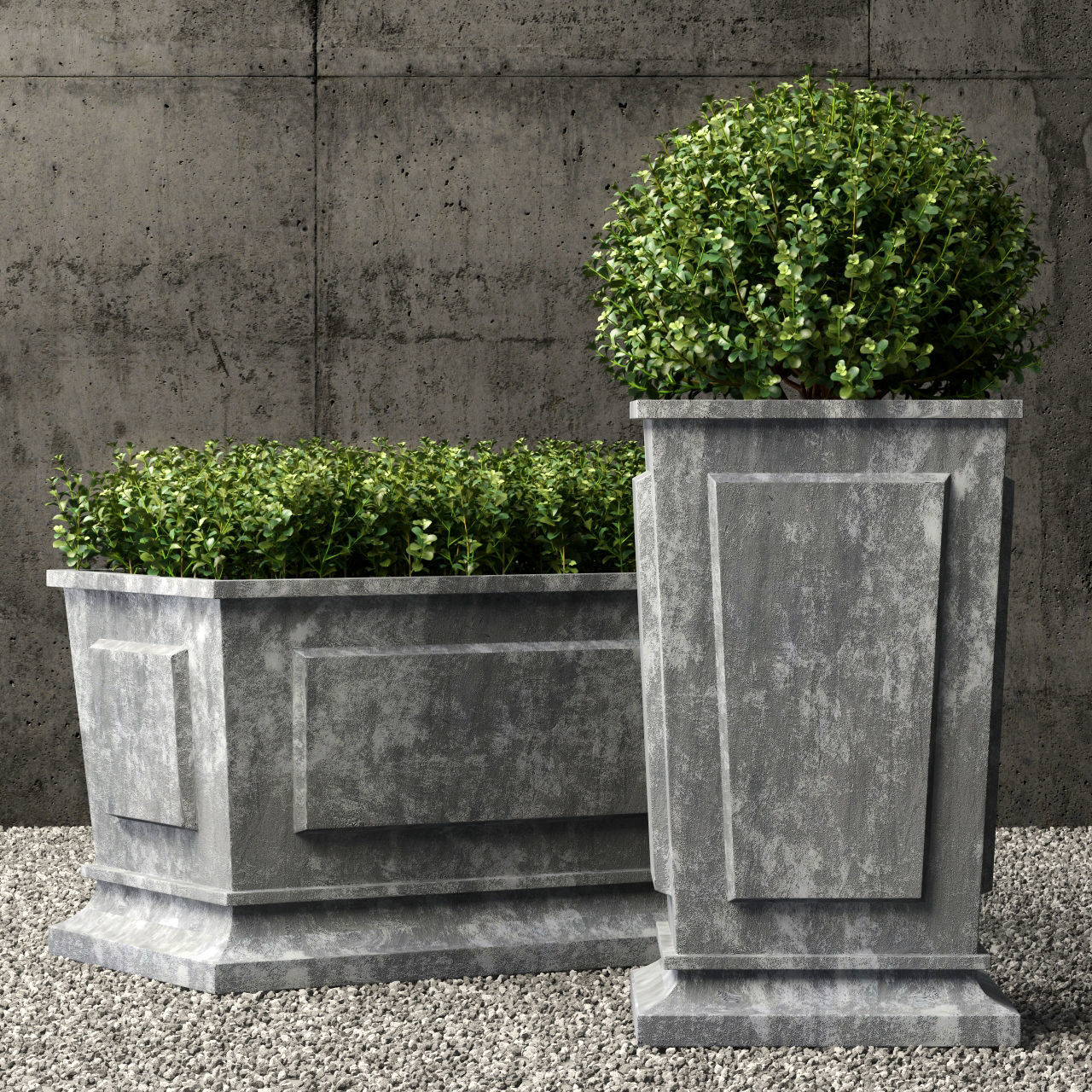 Restoration Hardware estate zinc paneled planters 3D model CGTrader