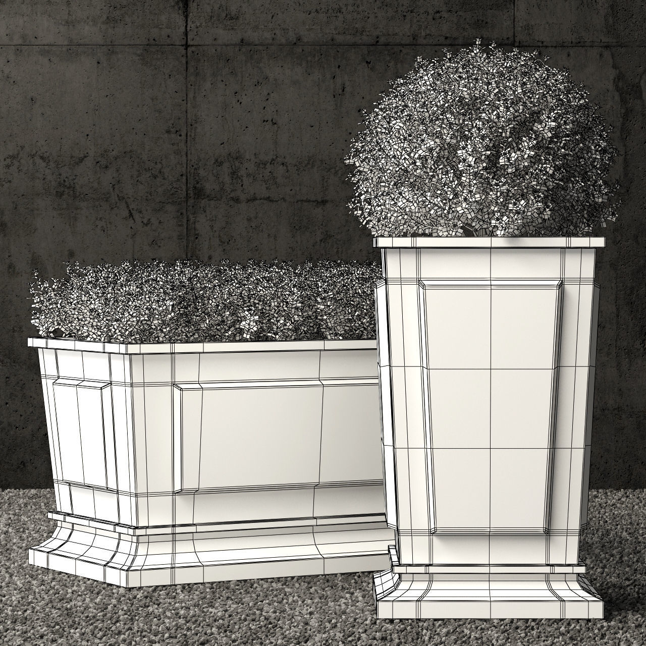 Restoration Hardware estate zinc paneled planters 3D model CGTrader