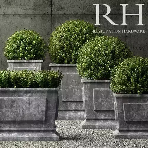 Restoration Hardware estate zinc paneled planters