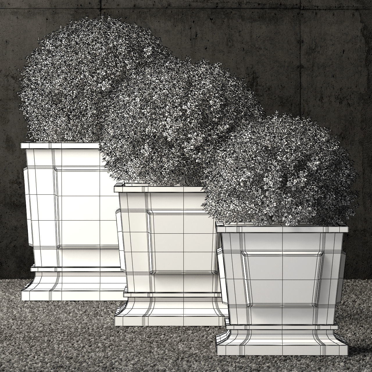 Restoration Hardware estate zinc paneled planters 3D model CGTrader