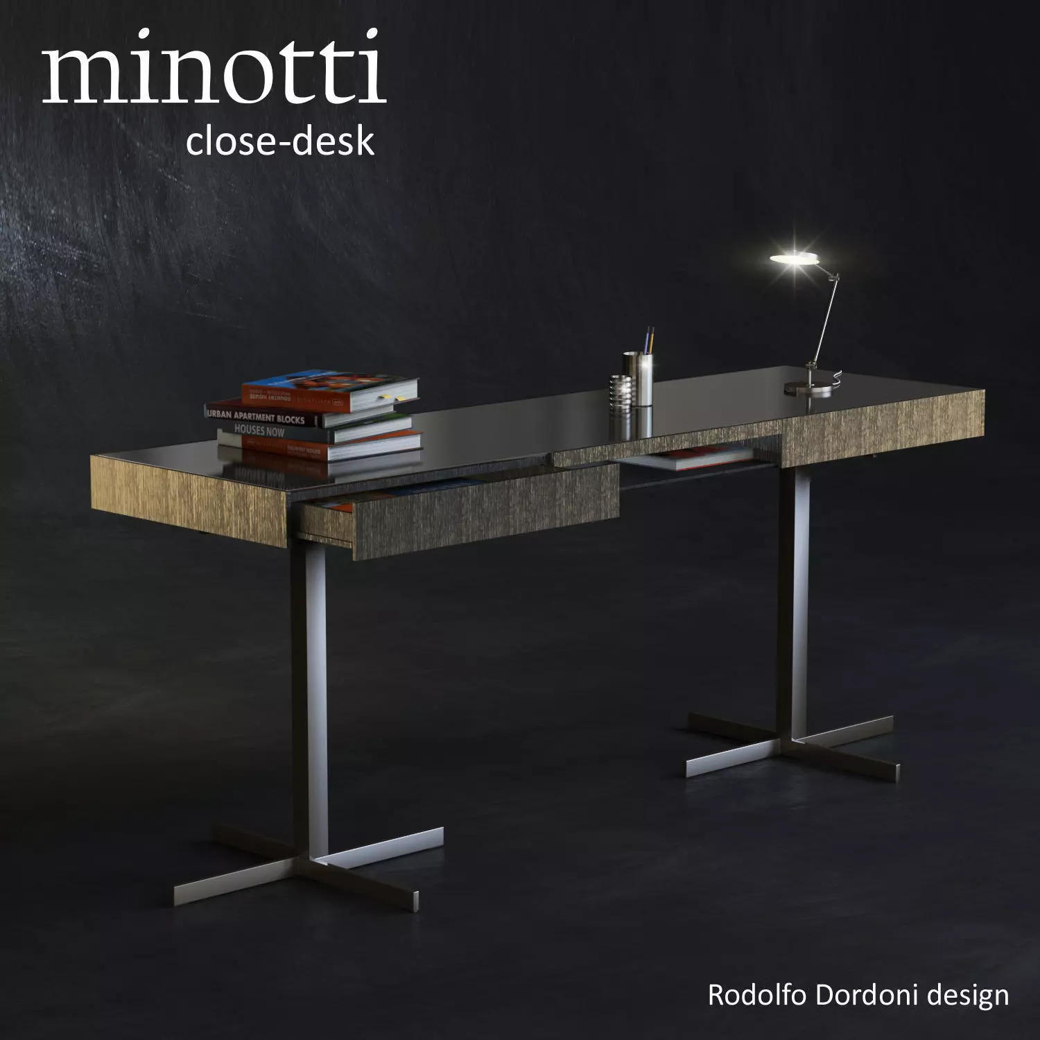 minotti close desk Low-poly 3D model_0