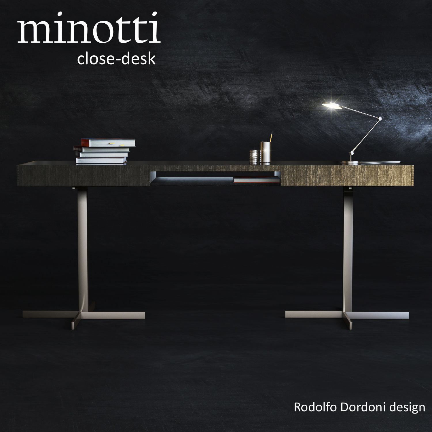 minotti close desk Low-poly 3D model_1
