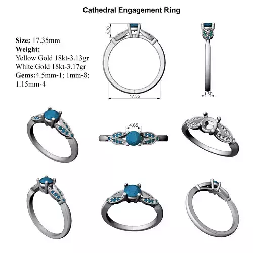 Cathedral Engagement Ring all sizes