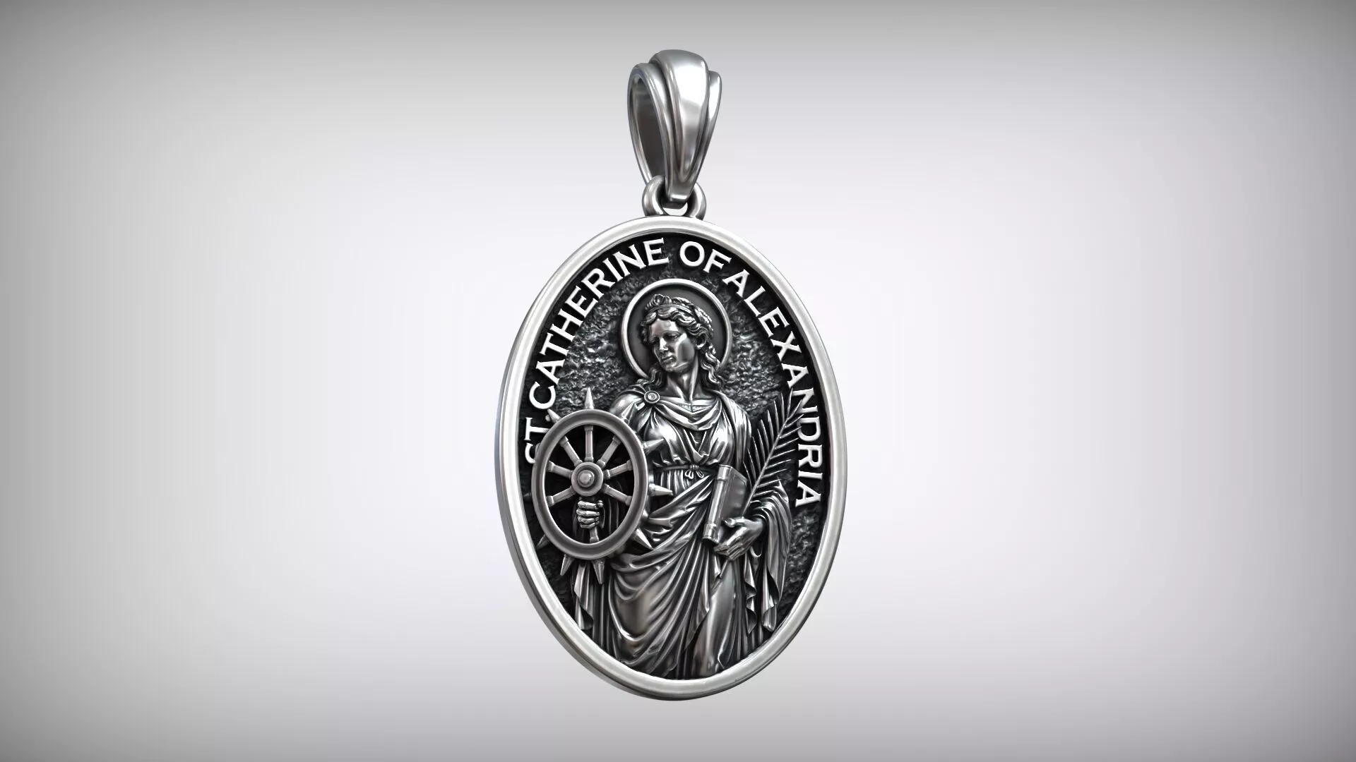 Saint Catherine of Alexandria Christian Patron Medallion 3D print model