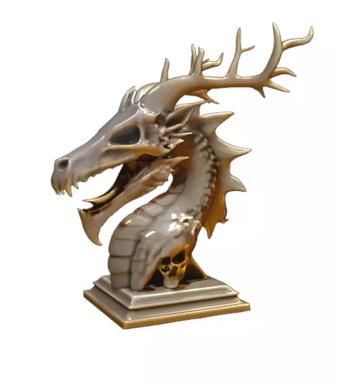 Dragon Skull Bust with Antlers 3D print model