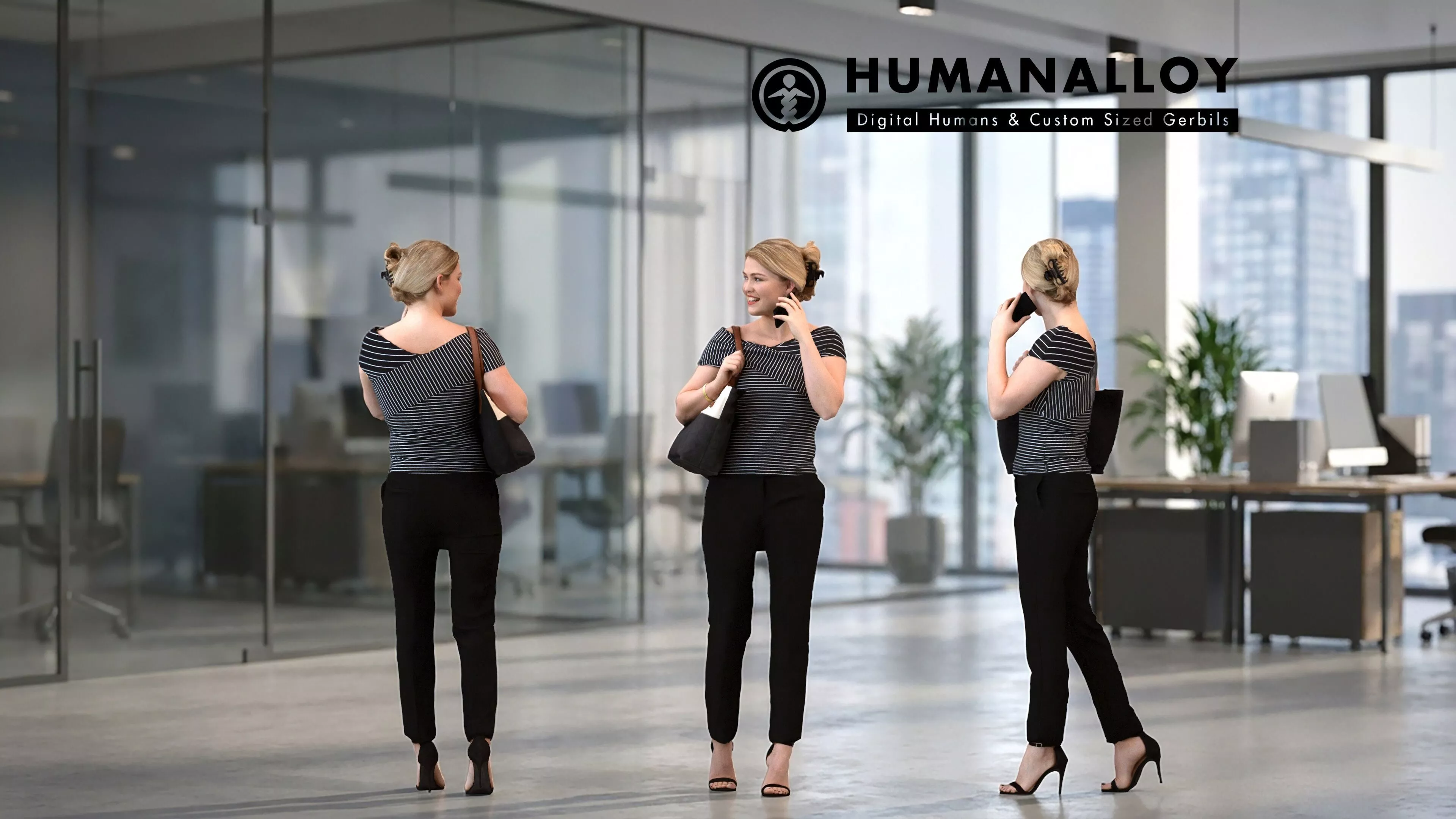 Adult Caucasian woman making phone call in professional office 3D model