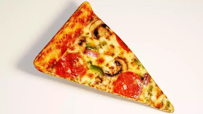 Photorealistic Pizza Slice High Detail Food Asset Low-poly 3D model 2