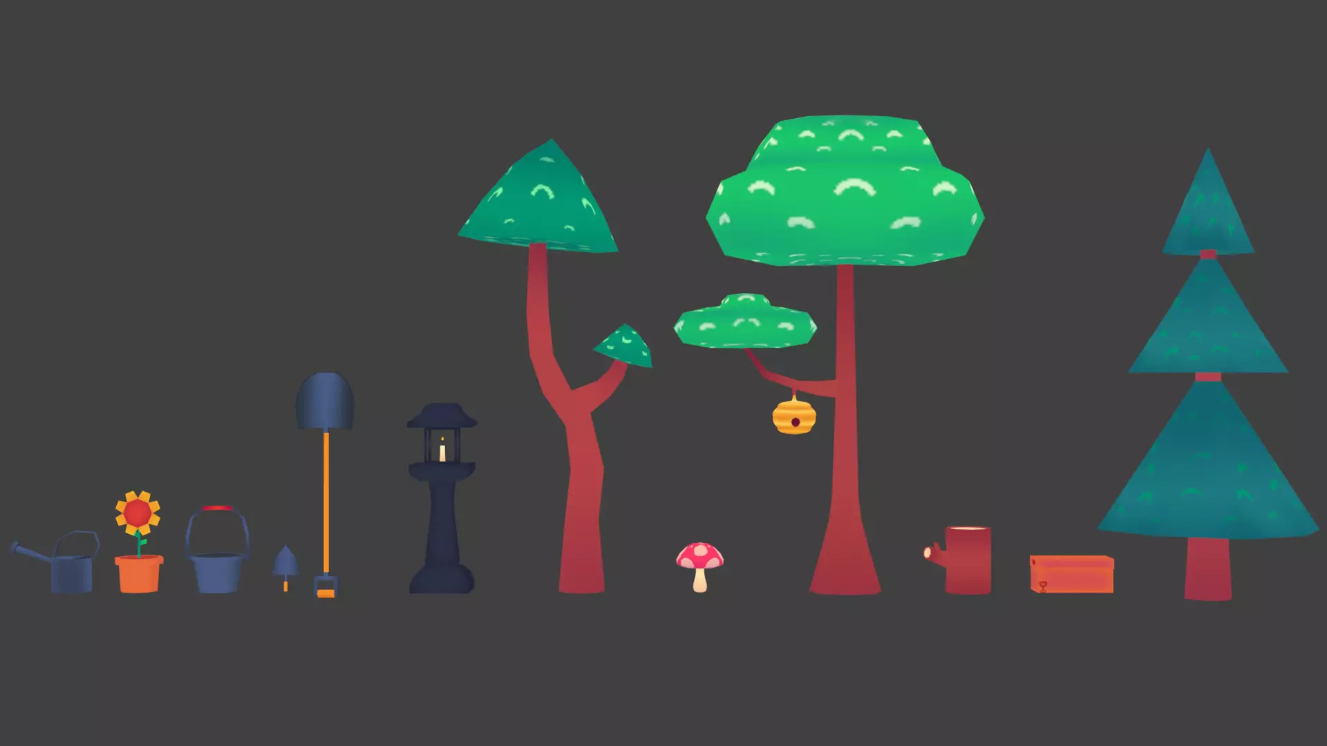Low Poly Exterior Asset Pack Low-poly 3D model