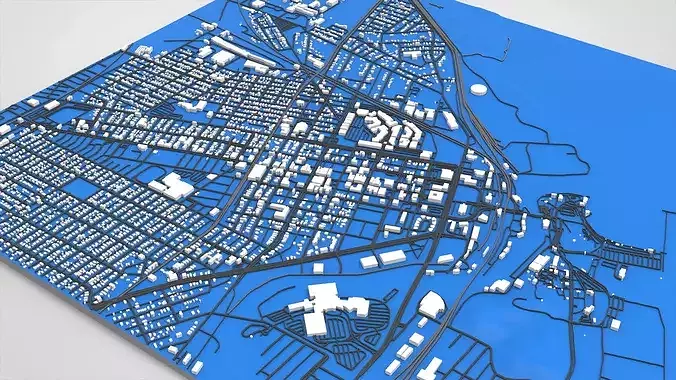 Cityscape Michigan City LaPorte County Indiana USA 3D model 6